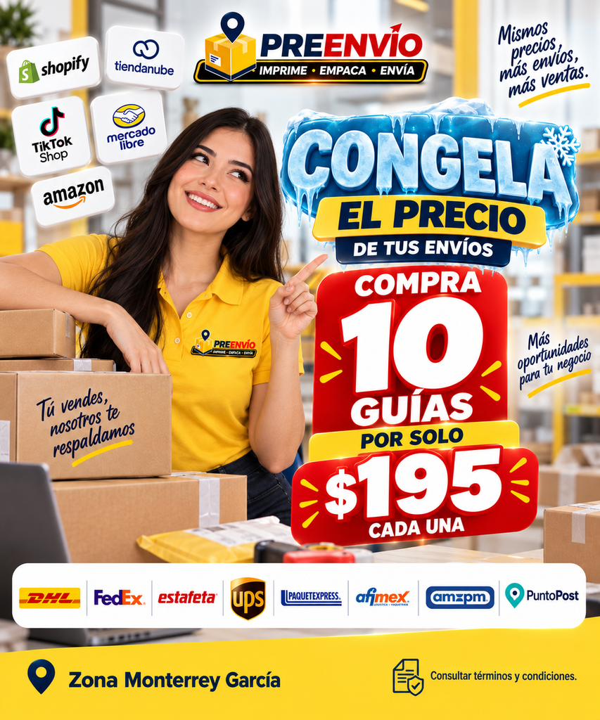 10 guías prepagadas de 1 a 3 kg